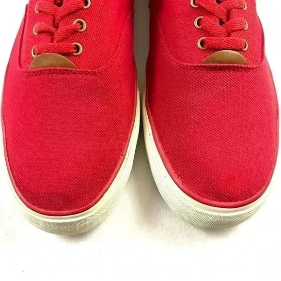 Polo Ralph Lauren Thorton Red Canvas Tie Rlite Cushion Low-Top Sneaker Size 12D - Picture 3 of 13